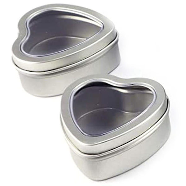 30pcs Heart Metal Tins,empty Silver Metal Tins With Clear Window