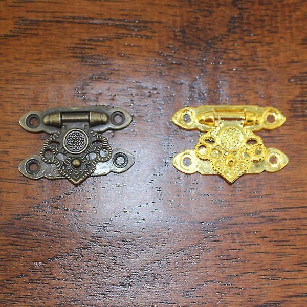 16pcs Embossing Hasp Latch Lock Antique Furniture Decorative Vintage Cabinet Jewelry Box Latch Lock Jewelry Box Lock Golden