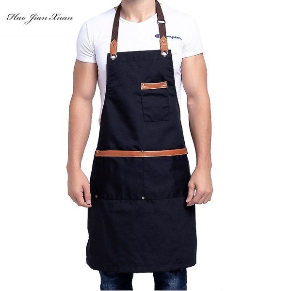 Unisex Work Apron Canvas Apron Bib Adjustable Kitchen Apron style 2