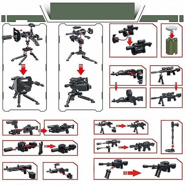 6pcs American Leopard Raid Special Elite Force Body Armor Children Diy Assembled Building Blocks