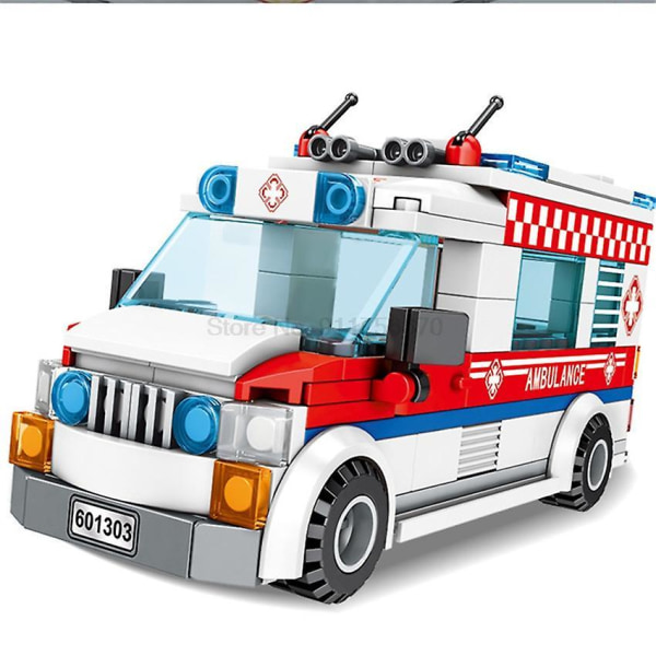 City Medical Ambulance Fire Truck Rubbish Truck Model Assembled Building Blocks Bricks Stem Educational Kids Toys For Children9222 Without Box