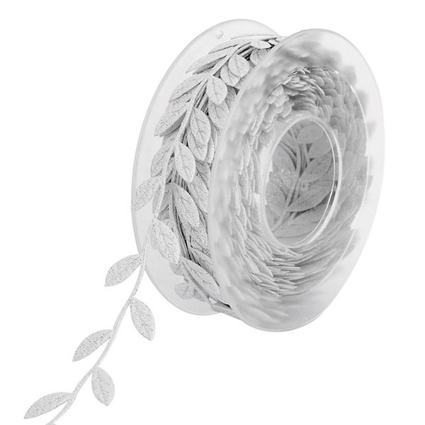 15m Leaves Ribbon Scrapbook Diy New Year Christmas Crafts Gift Wrapping Decor Silver