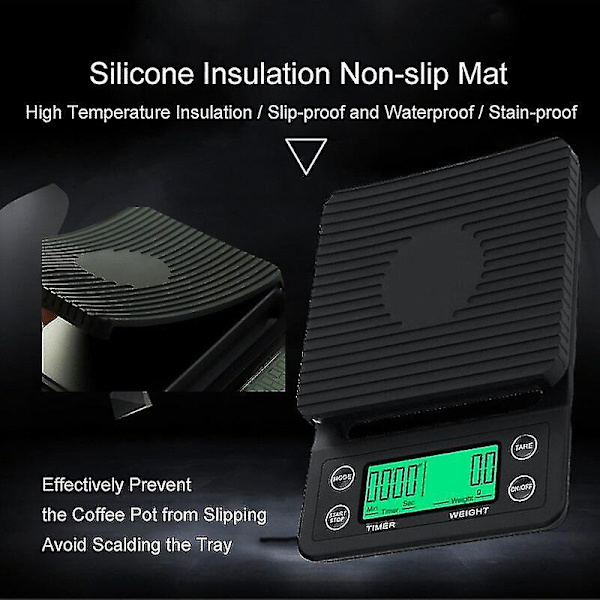 3kg 0.1g 5kg 0.1g Coffee Weighing 0.1g Drip Coffee Scale With Timer Digital Kitchen Scale High Precision Lcd Scales black 3Kg