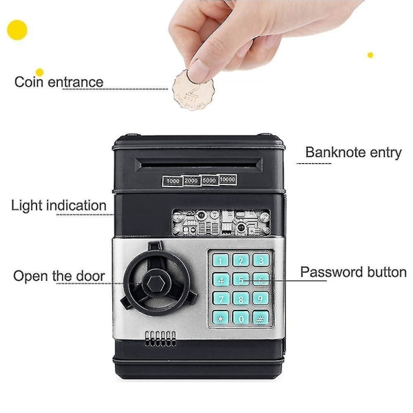 Electronic Piggy Bank Safe Atm Password Cash Box Automatic Deposit Banknotes Gifts Birthday Gifts High Quality Red