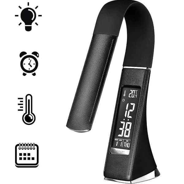 Led Office Leather Multifunctional Table Lamp, Creative Eye Protection Touch Decompatible Withmation Folding Lamp Black