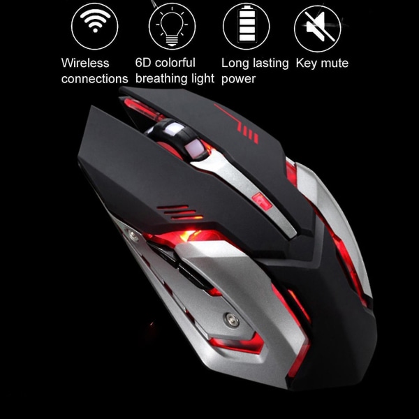 Q1 Gaming Mouse High Speed 6 Buttons 2.4ghz Portable Silent Wireless Mouse For Office Black