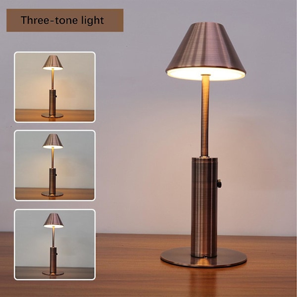 Led Rechargeable Bar Table Lamp Decorative Atmosphere Lamp Three-tone Light Touch Switch Table Lamp Gold