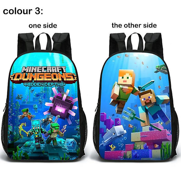 Minecraft Rygsæk Tosidet Skoletaske Studenter Skoletaske Studentergave Fødselsdagsgave Ny Rygsæk Pattern 3
