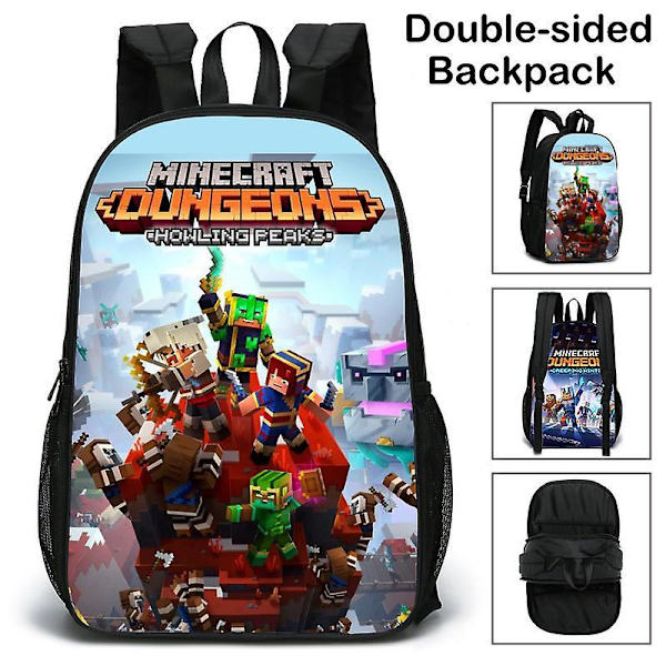 Minecraft Rygsæk Tosidet Skoletaske Studenter Skoletaske Studentergave Fødselsdagsgave Ny Rygsæk Pattern 4