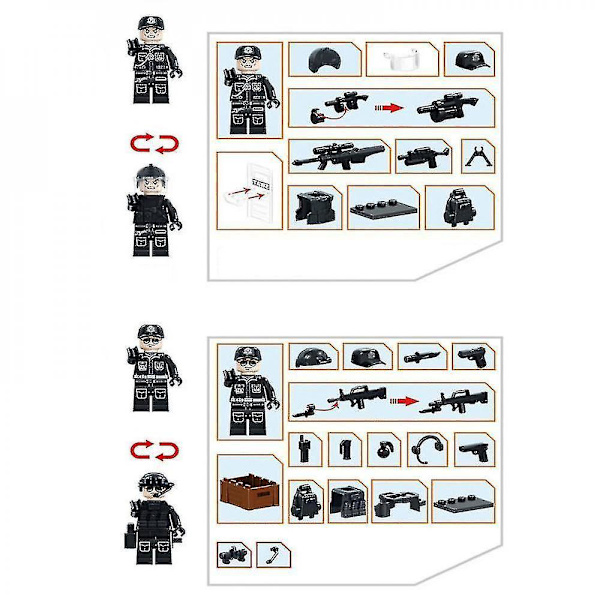 6pcs Swat Police Salon Building Blocks With Weapons, Bulletproof Vests, Police Dog Equipment,minifigures,children's Assembling Toys