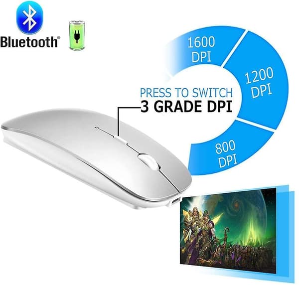 Genopladelig Bluetooth Trådløs Mus Til Macbook/macbook Air/pro/ipad Silver