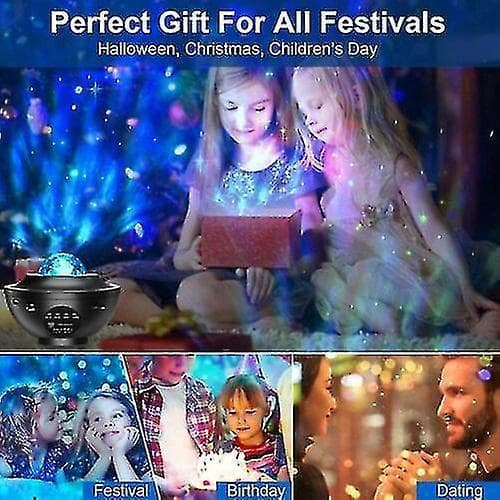 Bluetooth LED Galaxy Stjernenattlys Projektor Himmelfest Lampe Gave