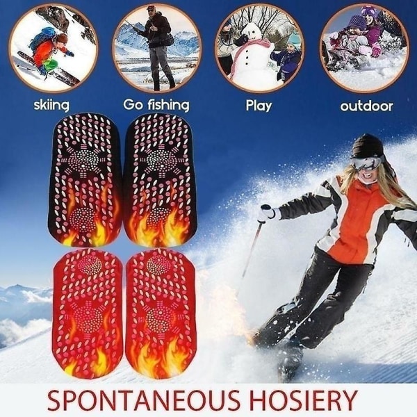 1 Pair Tourmaline Magnetic Socks Self Heating Therapy Foot Warmer Socks Health Care Red