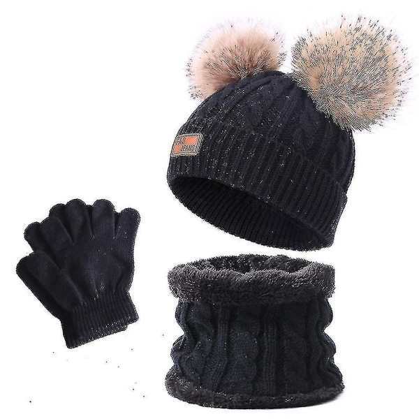 Hat Scarf And Glove Set, Kids Winter Hats 3-piece, Beanie Neck Warmer And Gloves For Child