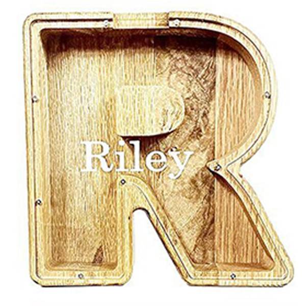 Puinen Monogrammi Säästölipas Iso Kirjain Rahalipas Nimikirjaimet Säästölipas Syntymäpäivälahja Lapsille A-z R
