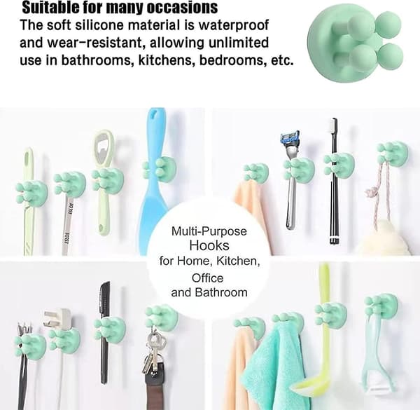 4 Pack Self Adhesive Hooks Multi-purpose Sticky Hooks For Wall Hanging, Silicone Gift