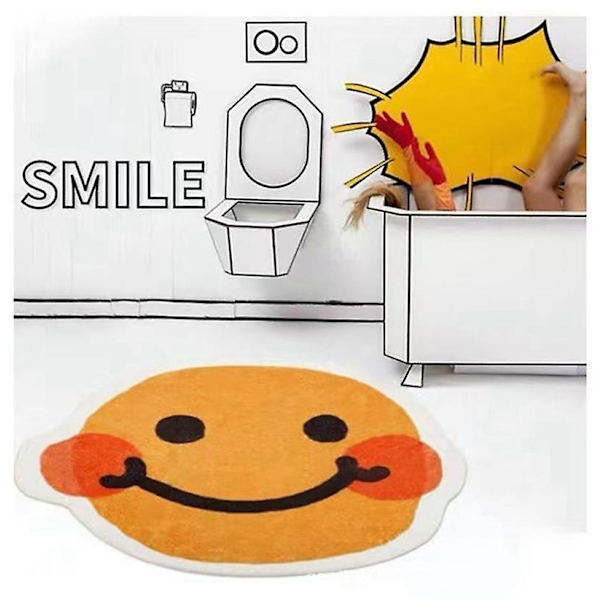Smiley Flower Shaped Soft Non-slip Anti-drop Decorative Nordic Bathroom Door Mat Machine Washable -
