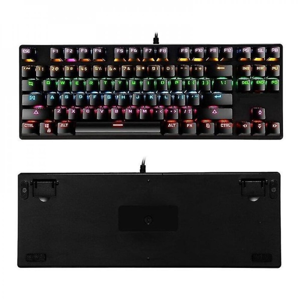 Qwert 87-key Usb Wired Mechanical Keyboard High-quality Professional And Easy-to-use(black) Black