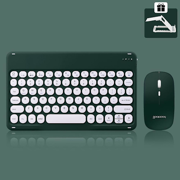 Ipad Keyboard And Mouse Combo, Wireless Bluetooth Keyboard Dark Green C
