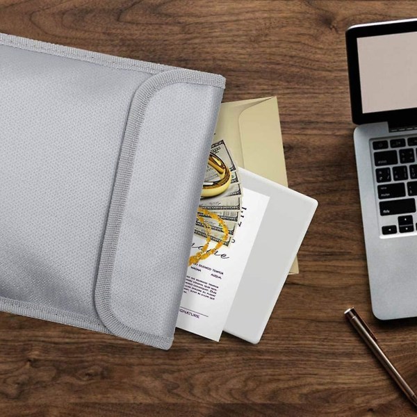 Fireproof Document Bag With Two Pockets Two Zippers,file Storage Bag