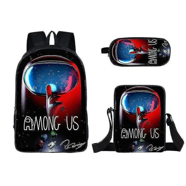 (2) 3pcs Among Us Backpack Schoolbag Pencil Bag Student