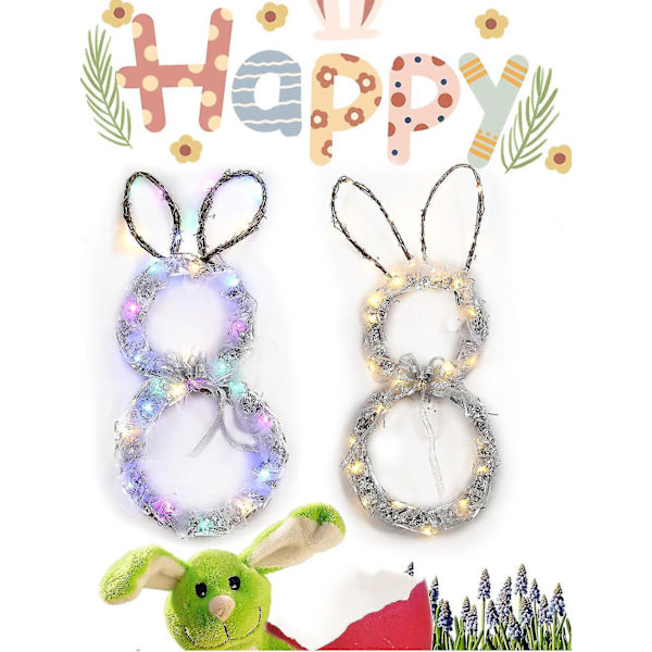 2022 New Led Easter Bunny Lantern Rattan Wreath