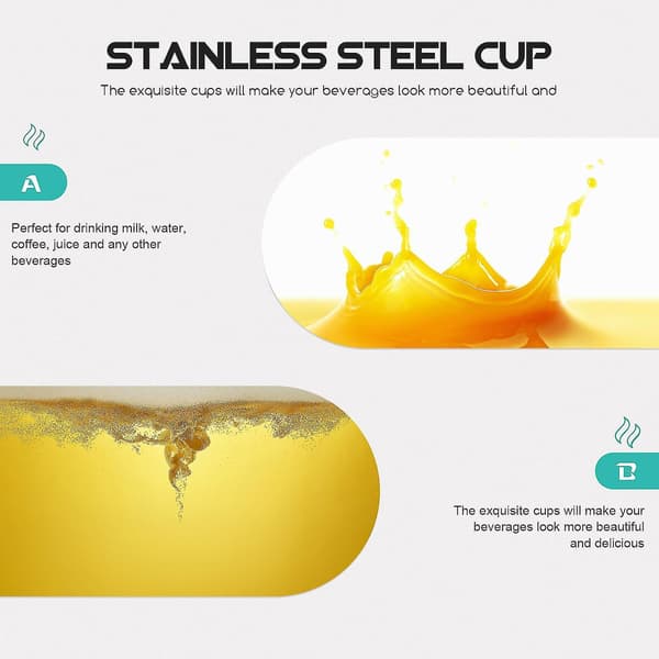 4 stk. vandglas i rustfrit stål, rustfrie 180 ml multifunktionelle kaffekopper (sølv)