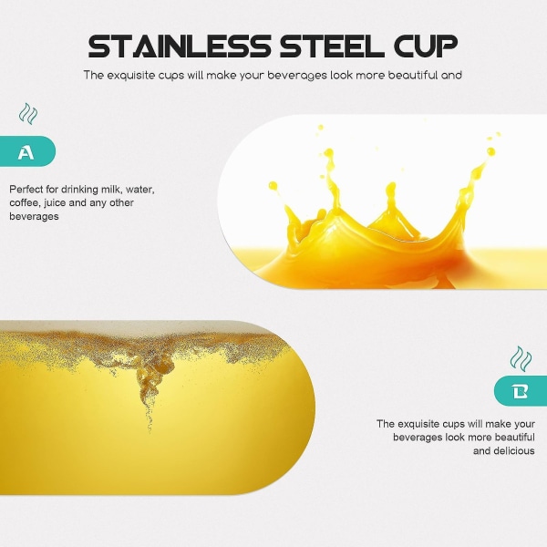 4pcs Stainless Steel Water Cups Rustproof 180ml Multi-function Coffee Cups (silver)