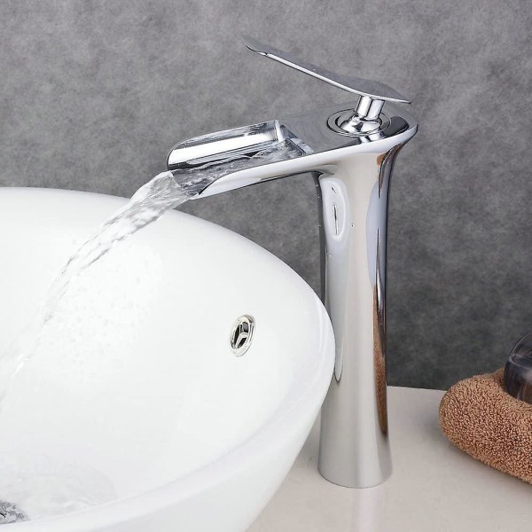 Waterfall Basin Sink Mixer Tap Modern Chrome Bathroom Lever Faucet High