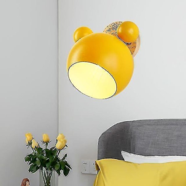 Wall Lamp Aluminum Mickey Wall Lamp Children's Bedroom Lamp Indoor Wall Lamp E27 Lamp (yellow)