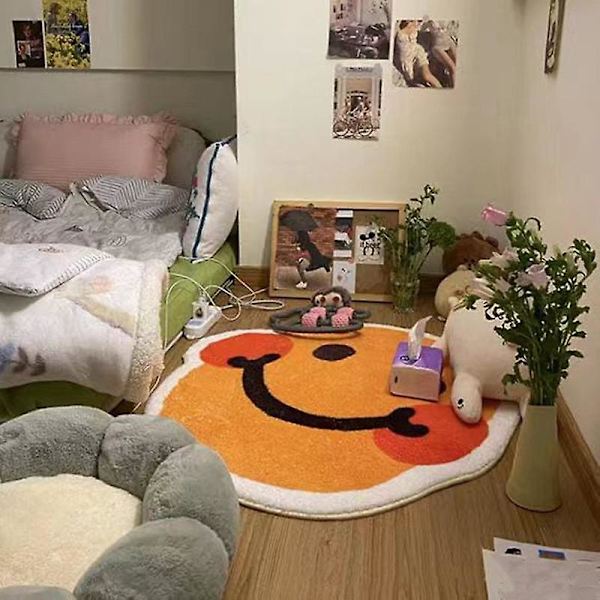 Smiley Flower Shaped Soft Non-slip Anti-drop Decorative Nordic Bathroom Door Mat Machine Washable -