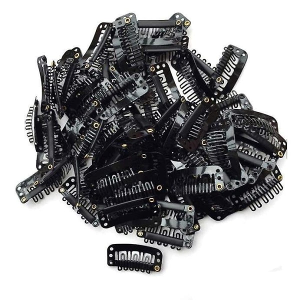 40pcs U Shape Iron Snap Clips For Feather Hair Extensions Wigs Weft Black