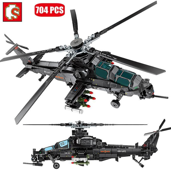 Sembo Technical Military Armed Helicopter Model Building Blocks Kits Swat Police Fighter Aircraft Bricks Gunship Toys For Boysno Original Box3