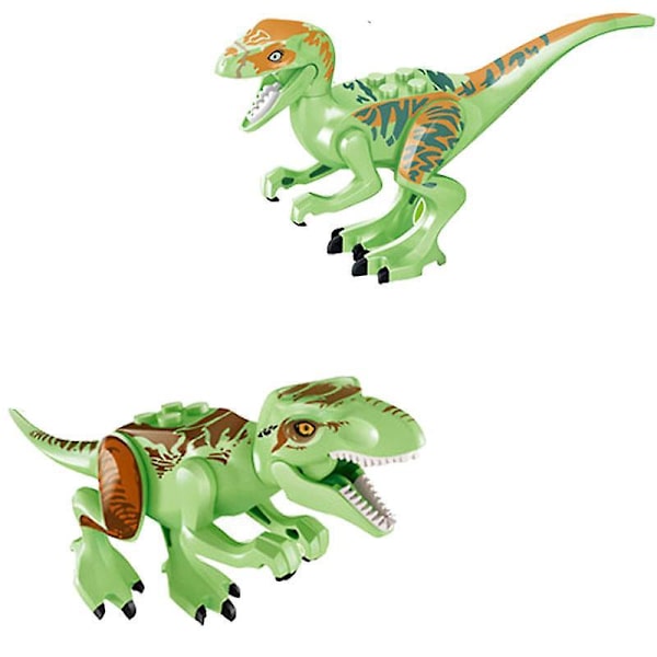 8 stk. Dinosaur Byggeklodser Med Lysende Tyrannosaurus Triceratops Tyrannosaurus Raptor Børn Samlet Legetøj Byggeklodser