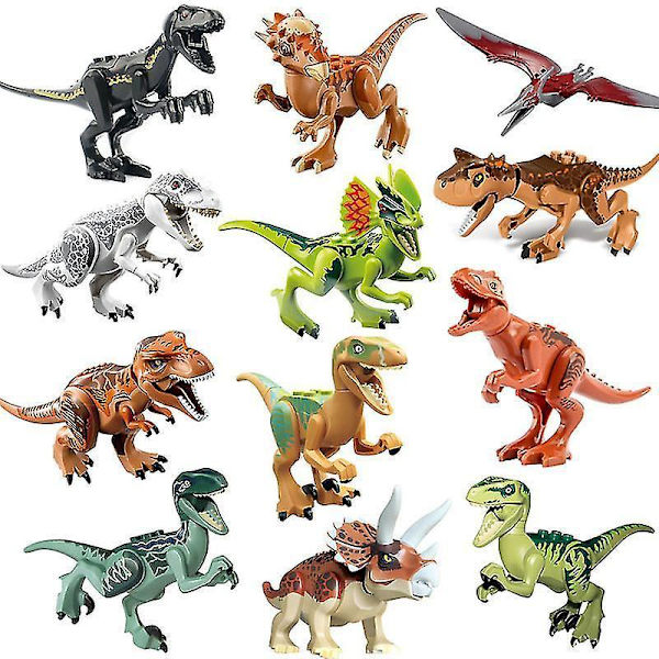 Dinosaur Building Blocks Tyrannosaurus Rex Triceratops Carnivorous Bullosaurus Double Crown Dragon Children's Building Blocks Plug-in Toy 12pcs