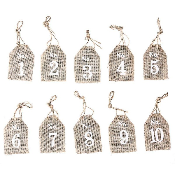 Easter Rustic Jute Vintage Wedding Table Numbers 1-10 Xmas Decor Event Supplies Burlap Lace Raw Jute Diy Home Decoration