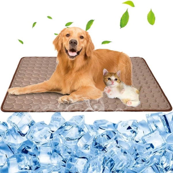 Dog Cooling Mat Sleeping Cooling Pad Washable Ice Silk Cool Blanket For Kennel Sofa Bed Coffee XS