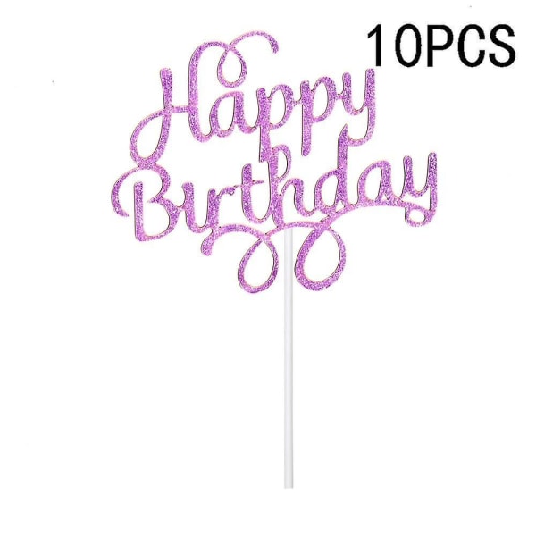 10pcs Glitter Cardstock Happy Birthday Cake Topper Bling Decoration Baby Shower Kids Birthday Party Favor Wedding Dessert Decor 19
