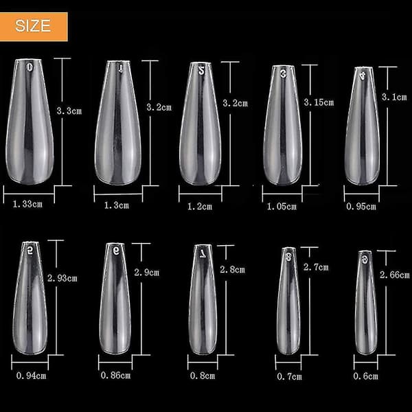 Clear Long Coffin Nails Tips,100 Pcs Fake Full Cover Ballet Nails False