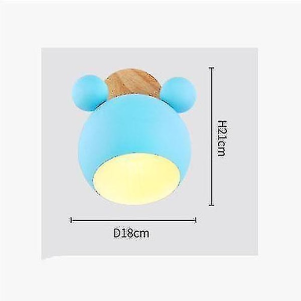 Wall Lamp Aluminum Mickey Wall Lamp Children's Bedroom Lamp Indoor Wall Lamp E27 (blue)