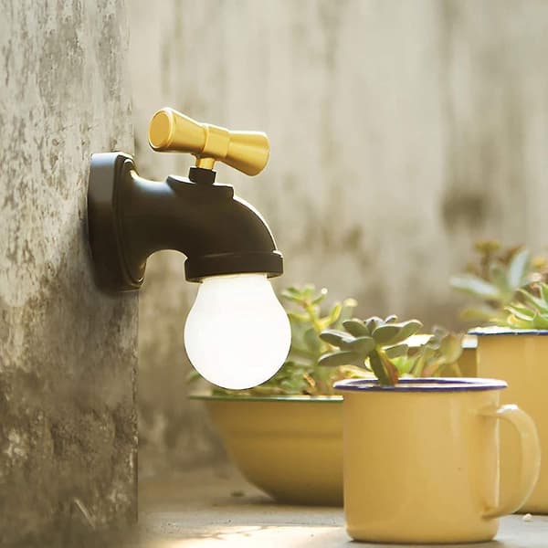 Tap-shaped night light, LED lighting with USB charging function and voice control for bedrooms