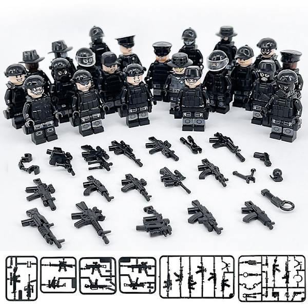 Black Special Police Building Block 22pcs Small Particle Assembly Building Block Mini Toy