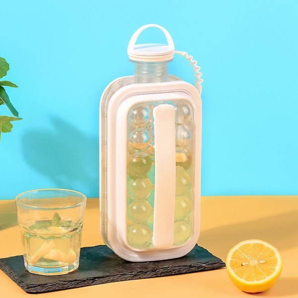 Reusable Silicon Clear Ball Ice Maker Maker Mold Bottle Kettle 2 In 1 Portable Ice Ball Maker White