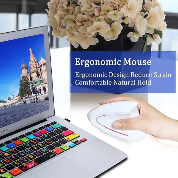 Wekity Right Handed Wireless Ergonomic Rechargeable Vertical Mouse With 4 Adjustable Dpi white