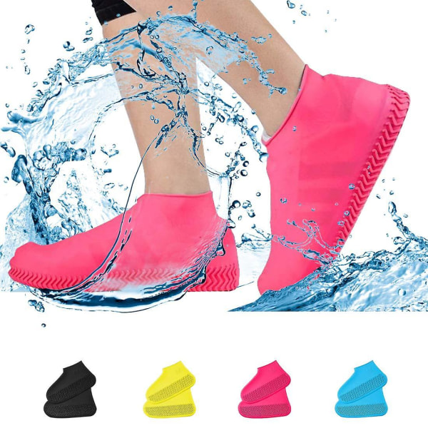 Waterproof Shoe Covers Non-slip Water Resistant Overshoes Silicone Rubber Rain Shoe Cover For Kids, Men, Women Red