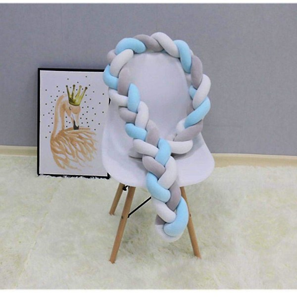 Bed Border,baby Bumper Bed Snake Baby Bed Bumper Weaving Edge Protection Head Protection Decoration For Crib Cot(grey,100cm) White*Blue*Grey 150cm