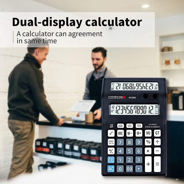 + Dual Display Calculator, Office Desktop Calculator, 12 Digit Large Display And Big Button