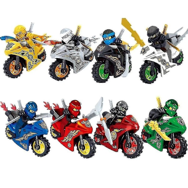 Ninja Building Blocks Motorcycle Doll Model Toy 8pcs/set
