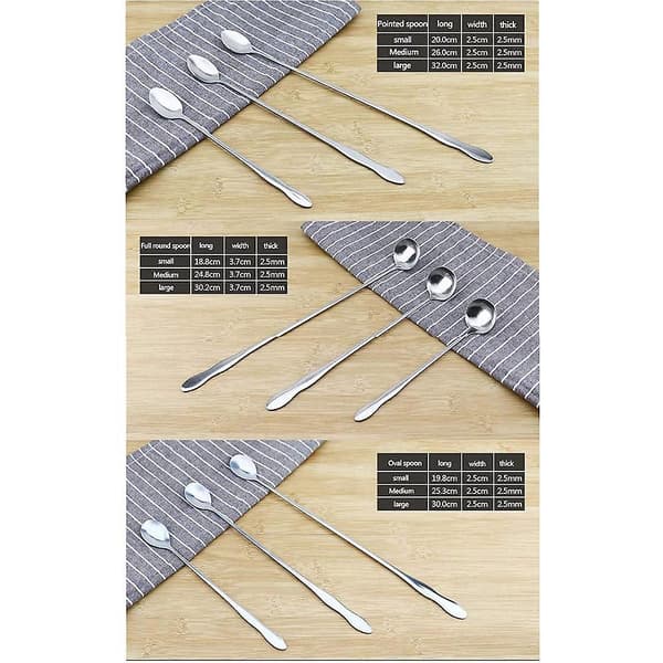 Latte Spoons Stainless Steel Long Handle Dessert Spoon Sundae Spoon 6pcs Style 1 20cm