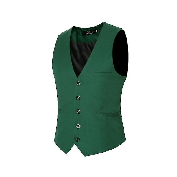 Miesten V-aukkoinen Pukuliivi Puuvillaa Slim Fit Neljän vuodenajan liivi Green S
